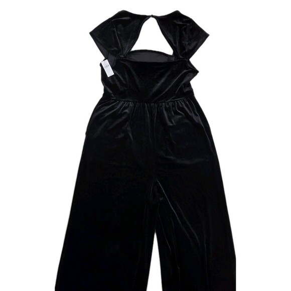 Fit & Flare Velvet Holiday Open Back Wide Leg Black Jumpsuit Old Navy Women's L - Picture 5 of 15